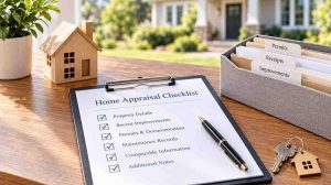 Home appraisal checklist for sellers with permits, receipts, improvement records, house model, and property keys