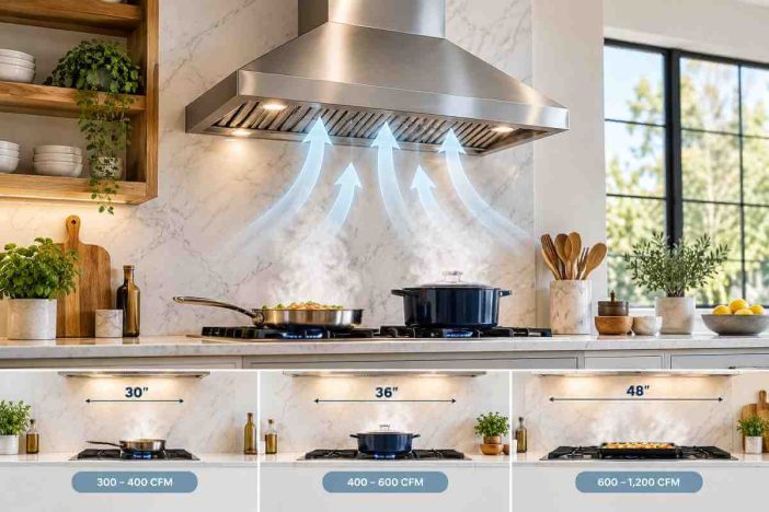 How many CFM range hood do I need – range hood sizing and kitchen ventilation airflow guide