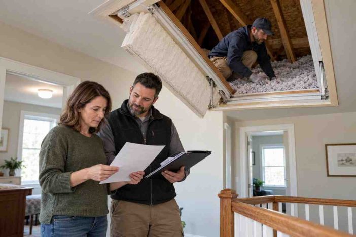 Homeowner investigating attic insulation not lowering energy bill after an upgrade