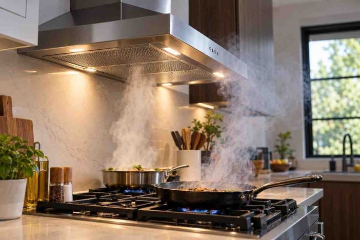Range hood not pulling smoke from a front burner while the hood fan is running