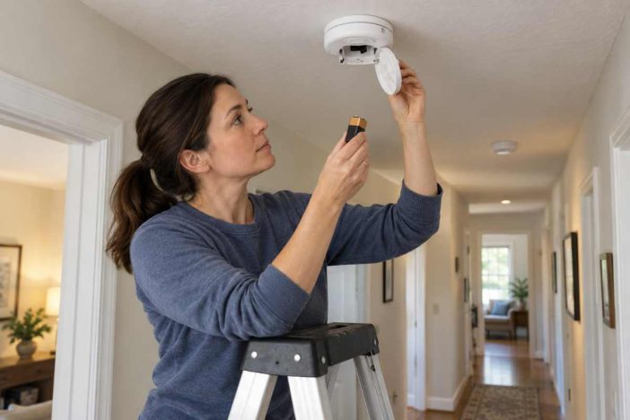 Smoke detector chirping after battery change during a safe homeowner check