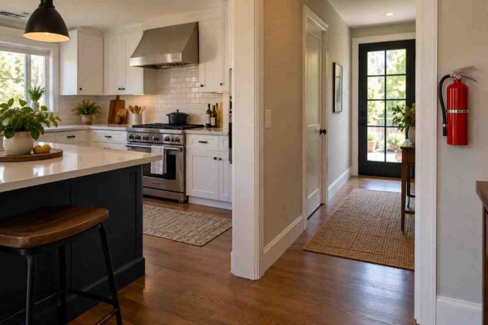 Where to place fire extinguishers in your home near a kitchen exit